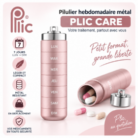 PILULIER HEBDOMADAIRE METAL ROSE