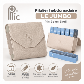 Pilulier hebdomadaire LE JUMBO Plic Beige Simili