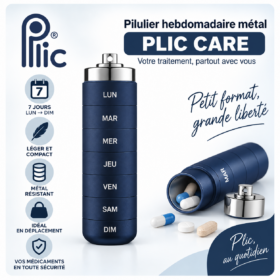 Pilulier hebdomadaire METAL Bleu Marine